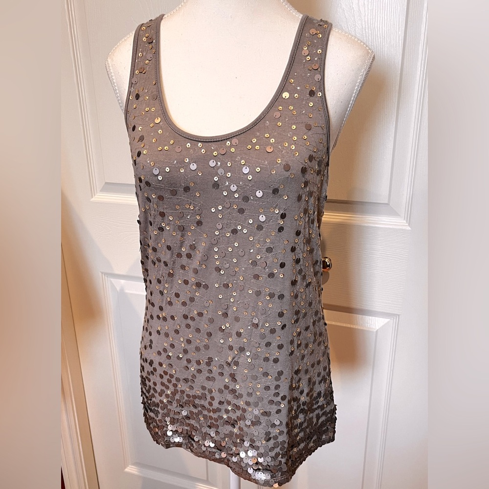 Sequin Embellished Tank Top - grey